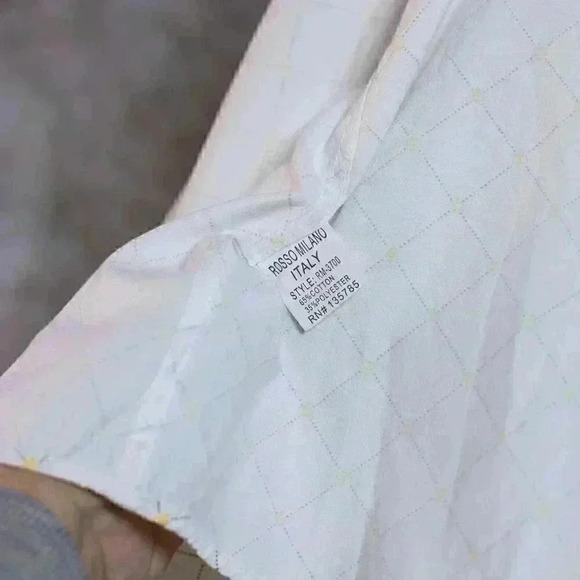 Rosso Milano Italy Modern Fit 3XL white w/blue/yellow square pattern, button dow - Picture 9 of 12